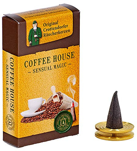 Crottendorfer Sensual Magic Räucherkerzen - Größe: M - 24 Stück + Messing Teller - Duft: Coffee House - Made in Germany