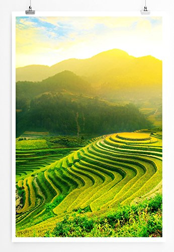 Eau Zone Home Bild - Landschaft Natur – Reisterrassen von Mu Cang Chai Vietnam- Poster Fotodruck in höchster Qualität