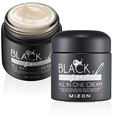[MIZON] BLACK SNAIL ALL IN ONE CREAM (75ml) Koreanische Hautpflege – Feuchtigkeitsspendende und Verjüngende Creme mit Schwarzem Schneckenschleim für Faltenpflege und Strahlende Haut