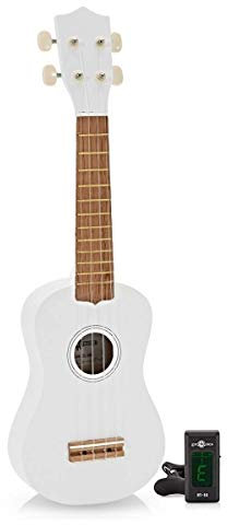 Ukulele Pack von Gear4music, Weiß, Sopran Größe, mit Tuner