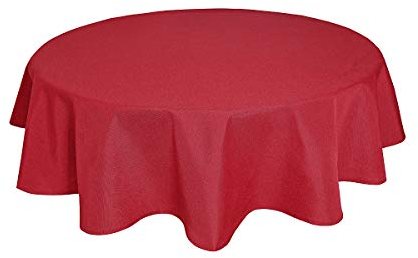 Tischdecke Leinenoptik Leinen Lotuseffekt Wasserabweisend Lotus Rund Ø140 Rot