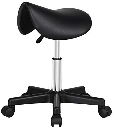 Yaheetech Sattelhocker Arbeitshocker Rollhocker Drehhocker Arzthocker Kosmetikhocker Praxishocker höhenverstellbar drehbar mit Sattelsitz