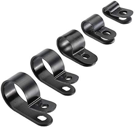 25 x Black 6mm P Clips for Conduit, Cable, Tubing & Sleeving