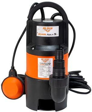RURIS Aqua 9 Pompe Submersible Eaux Usees 750W 12,5 m3/h 8 m Flotteur | Pompe D’évacuation Eaux Chargés, Débit 12,5m³/h, Hauteur de Refoulement 8m, Avec Flotteur, Câble 10m, particules de Ø 3,5 mm