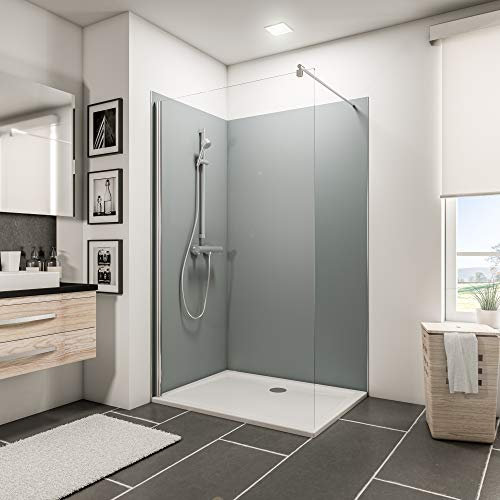 Schulte 2 panneaux muraux 90 x 120 x 210 cm + 3 profilés (2x finition, 1x angle intérieur), surface 4.536 m² revêtement salle de bain, épaisseur 3 mm, gris-argenté, livré avec adhésif double face