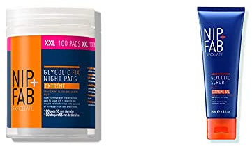 Nip+Fab Glycolic Fix Night Pads Extreme, no colour, XXL, 135ml (100 Pads) & Glycolic Fix Scrub Extreme
