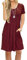 AUSELILY Damen Kurzarm Kleid Wein Rot Plissee Loose Swing Freizeitkleid mit Taschen Dunkelgrün 2XL