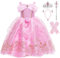 KANDEMY Fille Déguisement de Princesse Belle avec Accessoires Robe de La Belle et La Bête Princesse Costume pour Enfant Anniversaire Fête Noël Partie Carnaval Cosplay Robe Rose 110