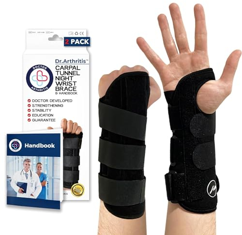 Dr. Arthritis Von Ärzten Entworfen, Verstellbare Handgelenkstütze/Handgelenk-Schiene, Sehnenscheidenentzündung/Karpaltunnel Schiene, Stützende Nacht-Armschiene & Handgelenkbandage [Rechts + Links]