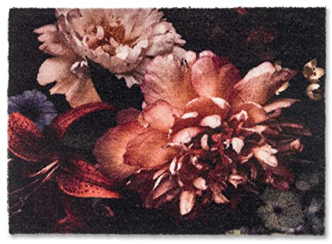 Astra Fußmatte innen rutschfest - Blüte rot 50x70 cm - Schmutzfangmatte waschbar und pflegeleicht - Felicido Sauberlaufmatte Eingang, Flur, Haustür