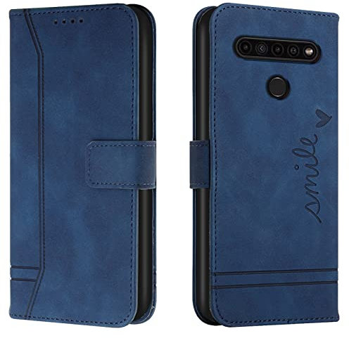 Lihondar Kompatibel mit LG K41S/K51S Hülle, Handyhülle LG K41S/K51S, Premium Leder Klappbar Schutzhülle Tasche Wallet mit Brieftasche [Ständer] [Standfunktion] Cover Flip Case Klapphülle (Blau)