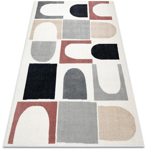 rugsx Tapis Fusion 0213 Tapis géométrique Moderne en Blanc & Rose foncé - Salon, Chambre à Coucher, Couloir 80x150 cm