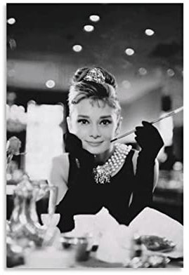 Shenywell Wanddeko Poster Audrey Hepburn Poster auf Leinwand und Wandkunst 60x80cm Kein Rahmen