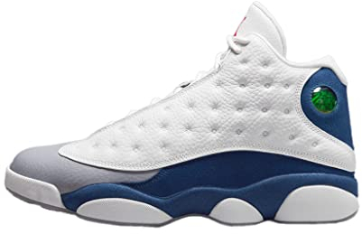 Herren Jordan 13 Retro Del Sol White/University Red-Del Sol (414571 167), Fench Blue/White/Grey, 42.5 EU