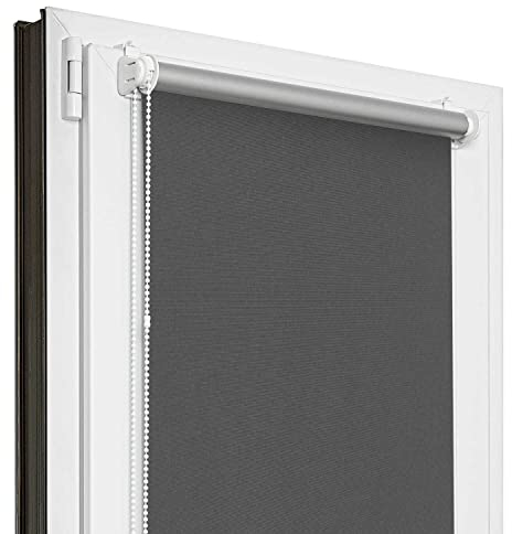 Estika Verdunklungsrollo Thermorollo ohne Bohren - 40 cm x 120 cm - Graphit - 13 Stoff Farben, Rollos für Fenster ohne Bohren, Klemmfix rollos für Fenster innen (40 cm Stoffbreite)