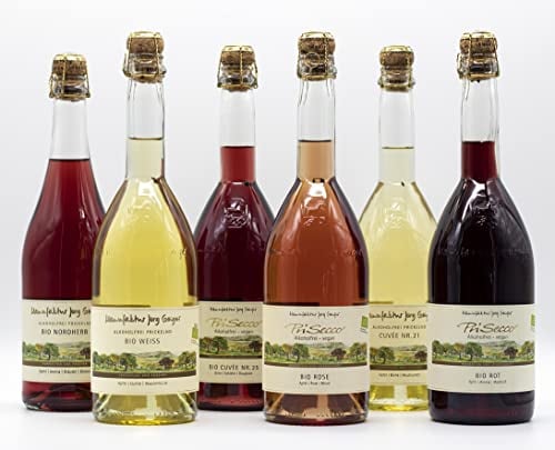 6er Probierpaket Geiger Alkoholfrei Prickelnd, Jörg Geiger mit Gratis Sektverschluss
