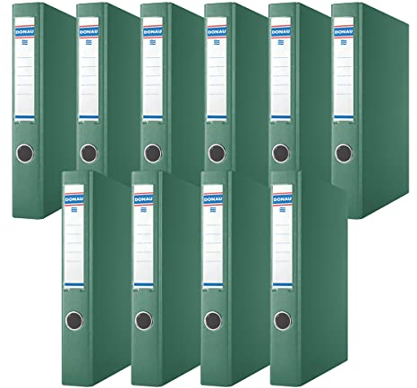 DONAU 3934001PL-06 Ringbuch/Grün | 4-D-Ring-Mechanik 30mm DIN A4 Ringordner Pappe/Kunststoff | Aus 1,9 mm dickem Karton mit öko PP 100µ | 10er Packung