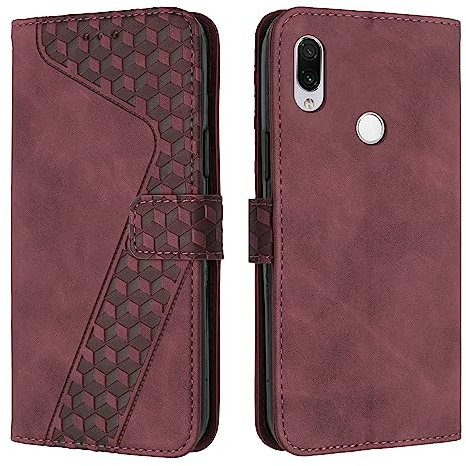 YIRRANZD Custodia per Xiaomi Redmi Note 7 / Redmi Note 7 PRO, Cover a Libro in Pelle PU con Slot Cart e Silicone TPU Bumper, Flip Caso Portafoglio Cover per Redmi Note 7 / Redmi Note 7 PRO (Rosso)
