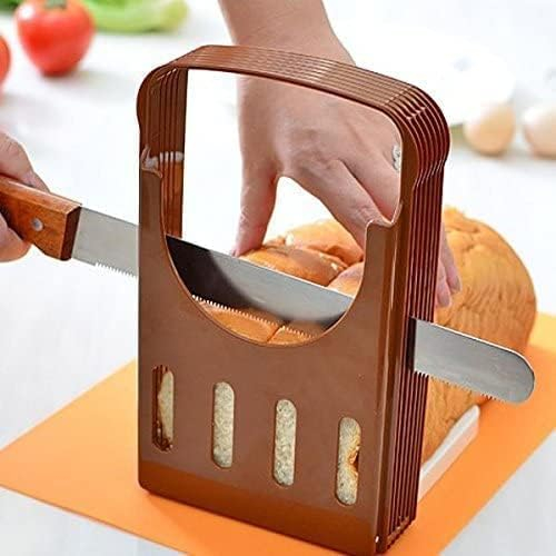 Brotschneidemaschine Brot Toast Schneider Loaf Slicer Küchen Sandwich Cutter Faltbar Schneideanleitung Verstellbarer Hand Brotschneider Würfelschneider Küchenhelfer mit 4 Dicken Brotschneidern