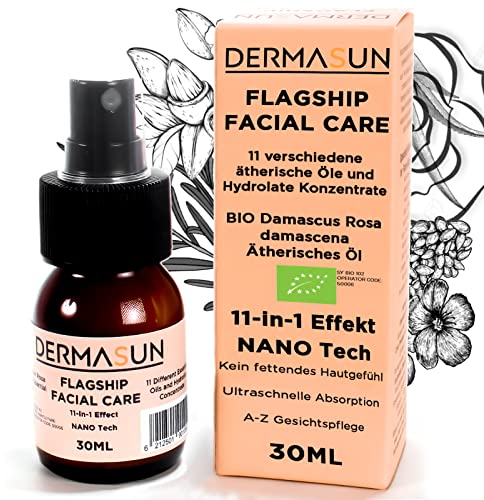 DERMASUN Bio 11-in-1 Anti Aging Kräutertherapie Serum zur A-Z Empfindliche Gesichtspflege - 7-Öle & Vitamin C+E+B(1-9) 30mL - Strahlen & Hautstraffung in 2 Wochen Garantie (Mit Kiste)