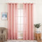MIULEE Lot de 2 Rideaux Voilages de Fenêtre Lin Imitation Transparents Décorative à Oeillet Voile de Fenêtre Draperie Intérieur Elegant Vintage pour Chmabre Salon Bureau 140x160cm(L X H) Rose