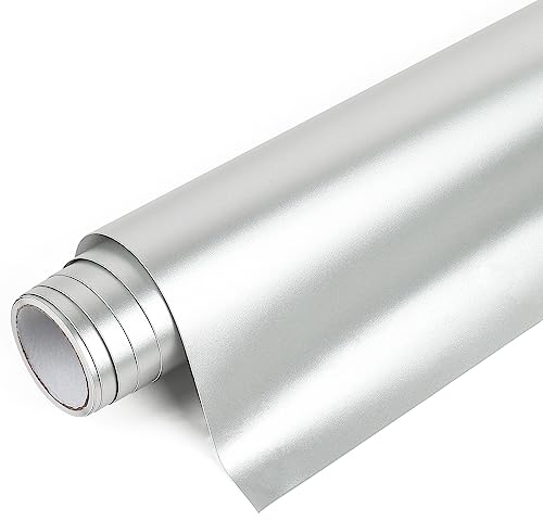 IModeur Matte Metallic Silver Permanent Vinyl Roll - 30.5 x 122 cm Silver Vinyl for Cricut, Self Adhesive Vinyl for Cup, Windows, Birthday Gifts, Party Ornaments, Home Decor