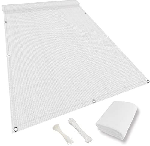 NINGBAI Sichtschutzmatte Sichtschutzzaun 140 x 500 cm 95% Privatsphäre, Winddicht UV-beständig Balkonbespannung Sichtschutz HDPE 220g/m², Leicht Transparent für Terrasse und Zaun, Weiß