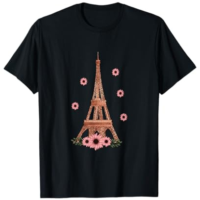Tour Eiffel fleurie de Paris en France Rose parisienne T-Shirt