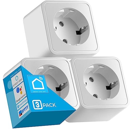 ECHOS Smart WLAN Steckdose 3er Pack | App-gesteuert | Sprachsteuerung mit Alexa u. Google Home | Smart Home Steckdose | Smarte Steckdose | WIFI Steckdose | Intelligente Steckdose