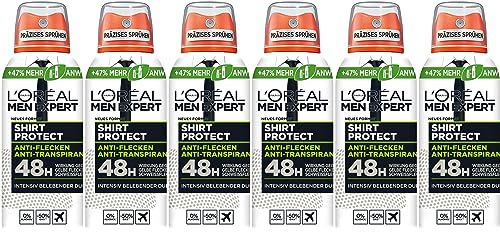 L'Oréal Men Expert Compressed Deo Shirt Control, mehr Inhalt bei kleinerer Verpackung, 6 x 100 ml