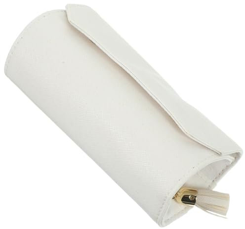 Cabilock Bijoux Rouleau Voyage Bijoux Organisateur Rouleau Pliable Étui À Bijoux En Cuir Pochette Pour Voyage Anneaux Colliers Bracelets Boucles D'oreilles Femme Blanc