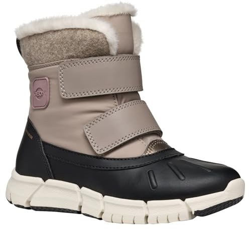 Geox J FLEXYPER GIRL B AB - Scarpone da neve, DK BEIGE/BLACK,