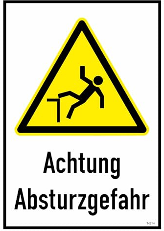 Daged Achtung Absturzgefahr Aufkleber 23x16 cm Hinweiszeichen Sticker T-214