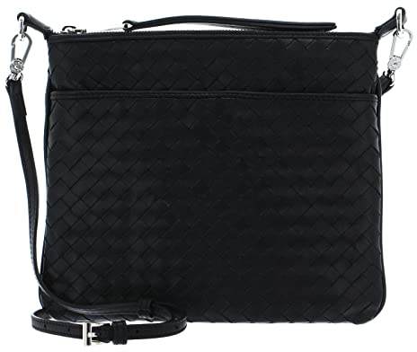 ABRO Leather Piuma Weaving Crossbody Bag Onefold Black/Nickel