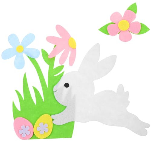 Uonlytech Wandaufkleber „Osterhase“ Niedlicher Hase Wandkunst Diy-Filz-Osterei Zum Aufkleben Ästhetische Wanddekoration Zum Abziehen Und Aufkleben Für Die Fensterdekoration Im
