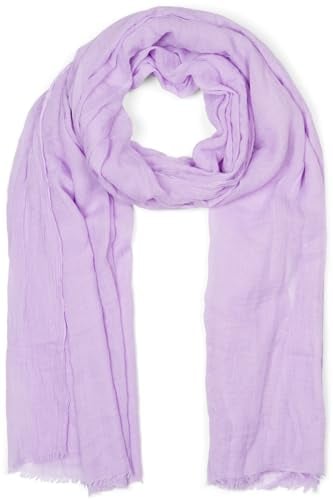styleBREAKER Damen Schal Leicht & Transparent mit kurzen Fransen | Einfarbiges Halstuch für Frühling und Sommer | Weiches großes Schultertuch 188 x 100 cm, Farbe:Flieder