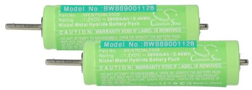 vhbw 2X Akku kompatibel mit Panasonic ES-718, ES-719, ES-7102, ES-7103, ES7102, ES7109, ES-7109 Rasierer (2000 mAh, 1,2 V, NiMH)