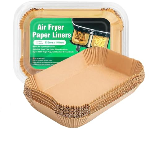 Air Fryer Disposable Paper Liners, 100PCS Parchment Paper Liner, Compatible with Ninja [AF300UK], [AF400UK], Salter and Other Dual Zone Air Fryer 7.6L-9.5L (220mm x 140mm)