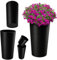 KADAX Macetero Alto de Plastico para Interior y Exterior, Maceta Grande y Decorativa para Plantas de Gran Tamaño y Árboles Pequeños (Negro, 30 cm)