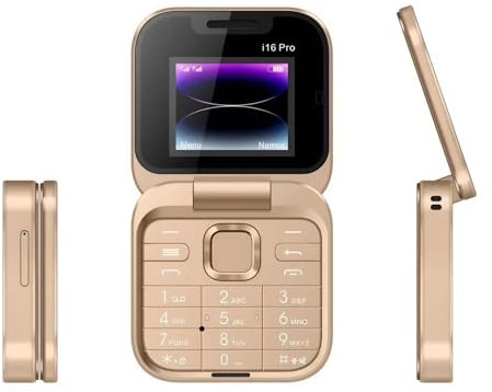 Cuifati 2G-Klapphandy, Dual-Bildschirm, Große Tasten und HD-Kamera, LED-Taschenlampe, UKW-Radio, Musik-Player, Vibration, für Senioren mit Schnellwahl, Blacklist und Magic Voice (Gold)