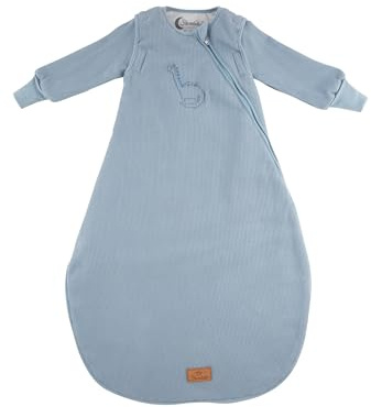 Sterntaler Schlafsack mit Armen 110 cm Rexi - Kinder und Baby Schlafsack aus Jersey in Waffeloptik, mit Ärmeln, gefüttert mit Jersey, leicht wattiert, seitliche Kabelöffnung, TOG 2,0 - blau