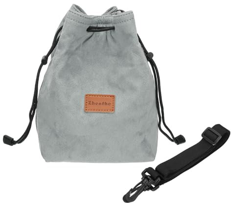 PATIKIL Sac pour Appareil Photo, Pochette à Cordon avec Bandoulière Réglable, Sac à Main Portable pour Appareil Photo Numérique, Gris, Taille L