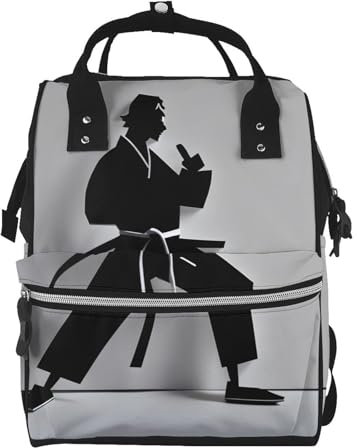 HJLUUFT Beeindruckende Karate Herren Pañaleras Para Bebe – strapazierfähige Wickeltasche, Rucksack und Baby-Wickeltasche für Mütter und Väter, Schwarz, Einheitsgröße