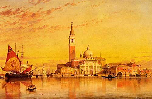 HCOTZHPY Berühmtes Gemälde Leinwand Bilder Kunstdrucke Abstrakt Poster San giorgio maggior Venedig von edward william cooke Moderne Farbposter für Wohnzimmer 60x90cm