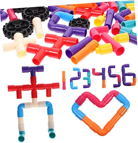 PHENOFICE 1 Satz Rohrblöcke Lernspielzeug Für Vorschulkinder Kinderspielzeug Röhrenspielzeug Konstruktion Von Rohrschlössern Kinder Bausteine Puzzle-Spielzeug Rohrbausteine Plastik