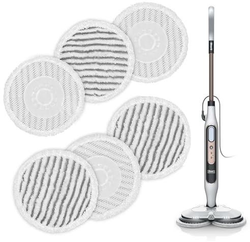 6pcs Replacement Steam Mop Pads for Shark S6002UK Steam Mop, Reusable S6002 Scrub Mop Pads Steam & Scrub All-in-One Cleaning Pads for All sealed hard floors Washable Rotating Power Pads