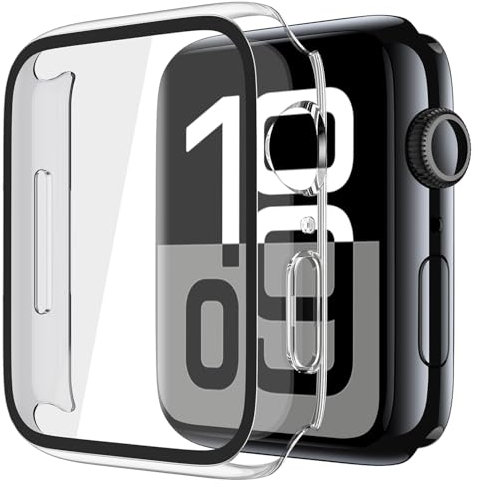 YoLin [2-Stück Mit Glas Ultradünne Displayschutz Kompatibel mit Apple Watch Series 10 46mm, PC All-Around Schutzhülle für iWatch 46mm (2 Transparent)