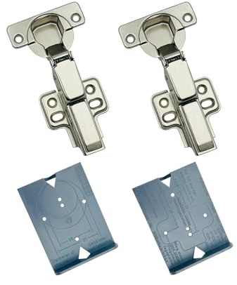GEFONG 105 Gradi Mezza Battuta Esterna Cerniere Idrauliche 35 mm con Ammortizzatore Soft Close Cerniera Silenziosa per Ante di Armadi e Mobiletti da Cucina Confezione da 2 Pezzi