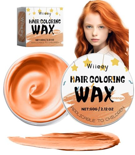 Kinder temporäre Haarfarbe Wachs, Frauen Männer natürliche Instant-Frisur Creme, farbige Haare Styling Schlamm für Mädchen Jungen Teens, DIY Instant Haar färben Gel für Cosplay, Party (Orange, 60g)