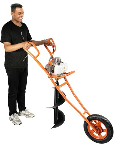 Excavatrice de trous de poteau de tarière, de brouette, de poteau de brouette, de poteau de traction, chariot de sol à 2 temps avec foret de 11,8 pouces pour planter des arbres de clôture